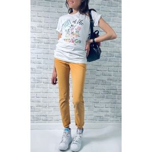 CANVAS Women's Cotton Tee White Short Sleeve V neck T-shirt Size S Baby Tee